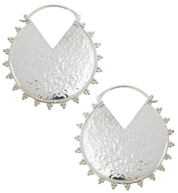 Hammered Beaded White Brass Hangers Fashion