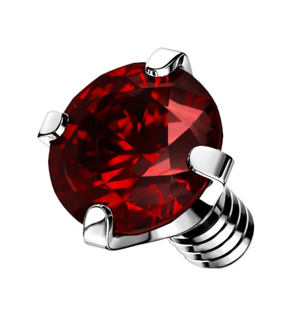 Prong Red CZ Stainless Steel Internally Threaded Top Online Hot Sale