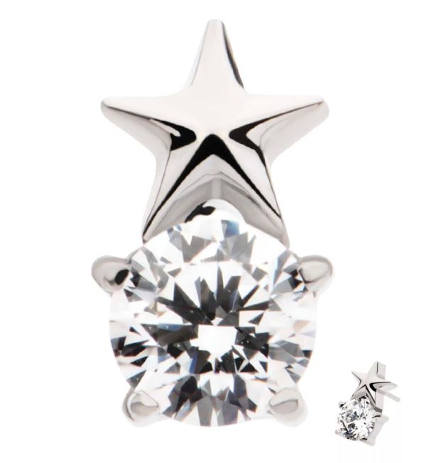 Star Top Clear CZ Titanium Threadless Top Supply