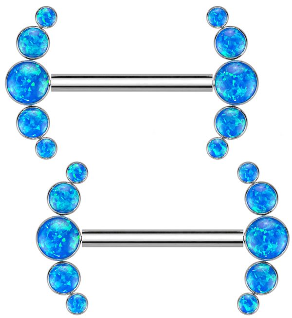 Arch Blue Opalite Titanium Threadless Nipple Ring Barbell For Sale