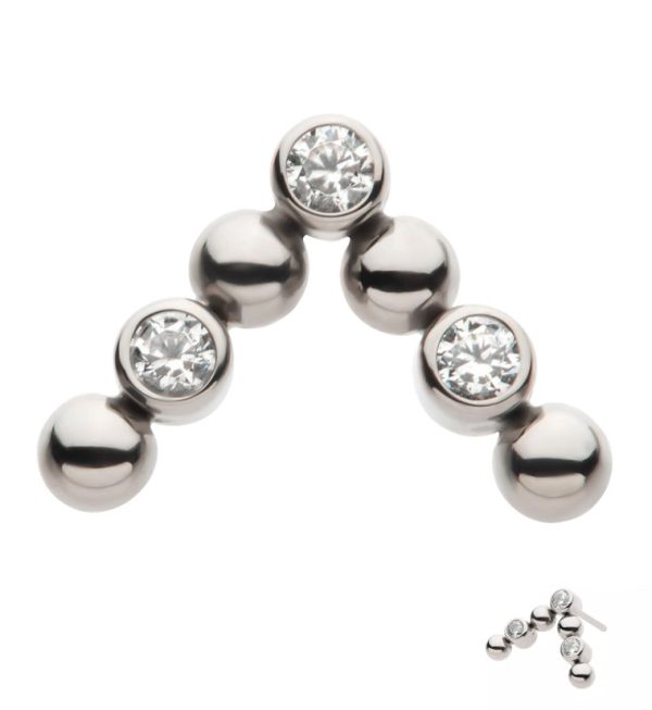 Point Alternate Clear CZ Titanium Threadless Top Sale