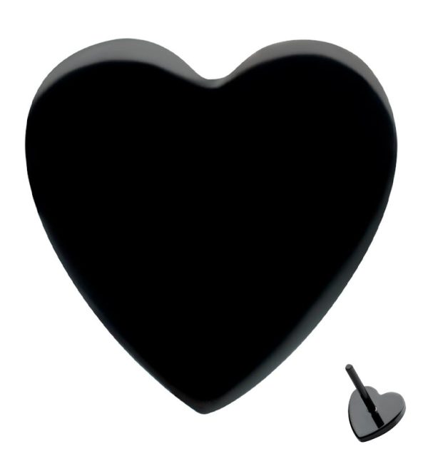 Black PVD Heart Titanium Threadless Top Discount