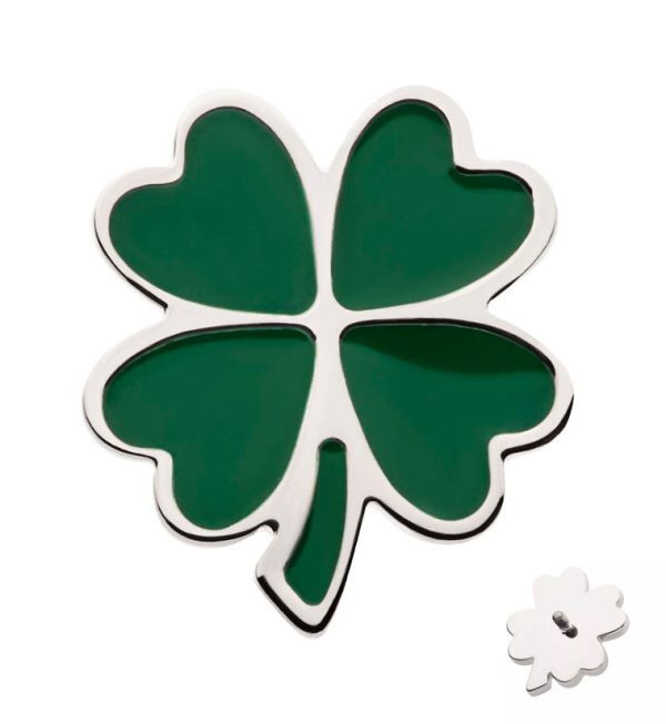 Green Lucky Clover Titanium Internally Threaded Top on Sale