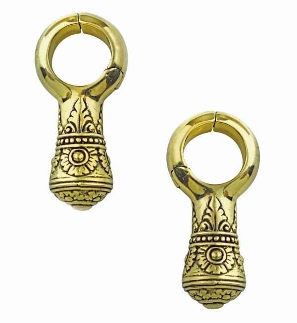 Baroque Totem Brass Hinged Ear Weights Discount