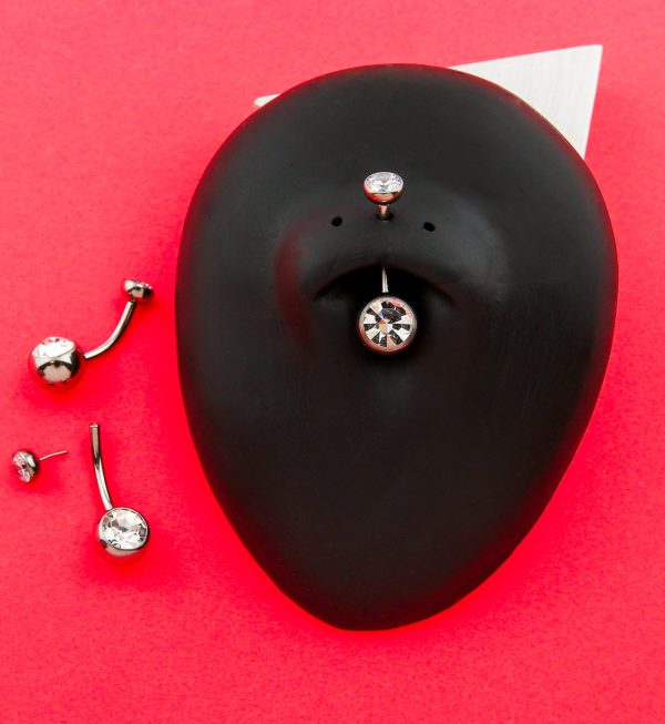 Bezel Clear CZ Titanium Threadless Belly Button Ring Online Sale - Image 3