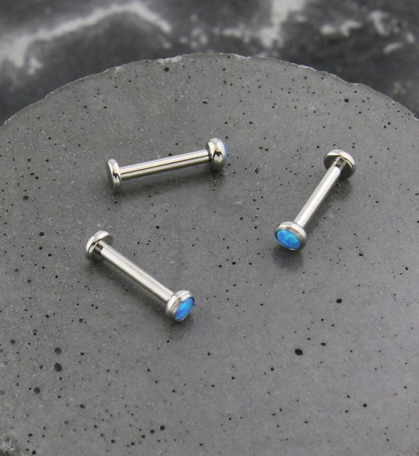 Flat Bezel Blue Opalite Internally Threaded Titanium Labret Discount - Image 2