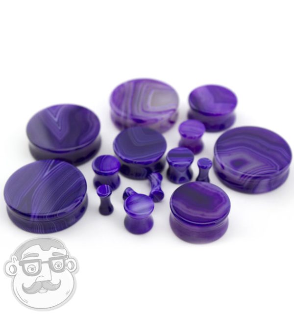 Purple Line Agate Stone Plugs Fashion - Image 3