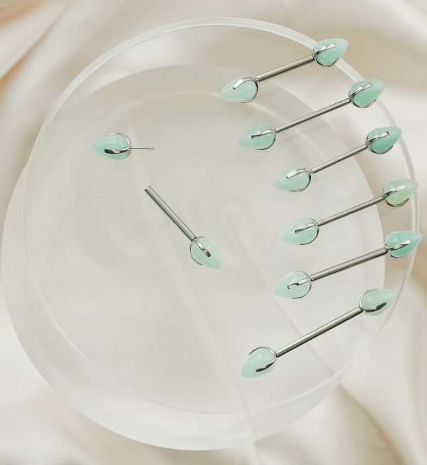 Point Amazonite Stone Threadless Titanium Nipple Barbell Cheap - Image 3