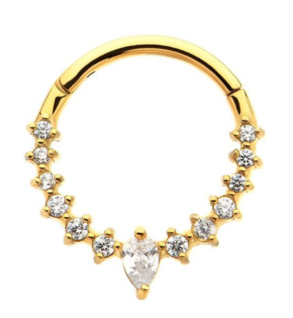 Gold PVD Icicle Stainless Steel Hinged Segment Ring Sale