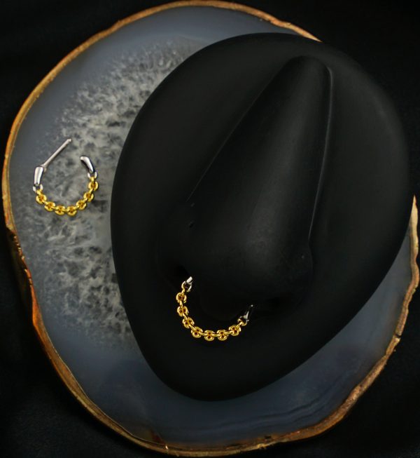 Gold PVD Two Tone Chain Link Straight Hinged Segment Ring Hot on Sale - Image 3