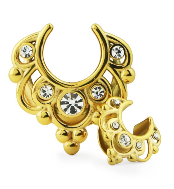 Gold PVD Filigree Clear CZ Stainless Steel Saddles Cheap