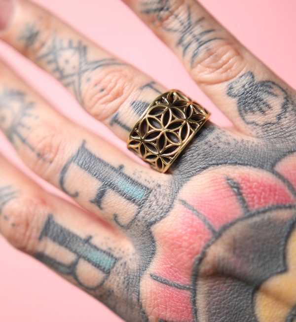 Flower Of Life Brass Ring Fashion