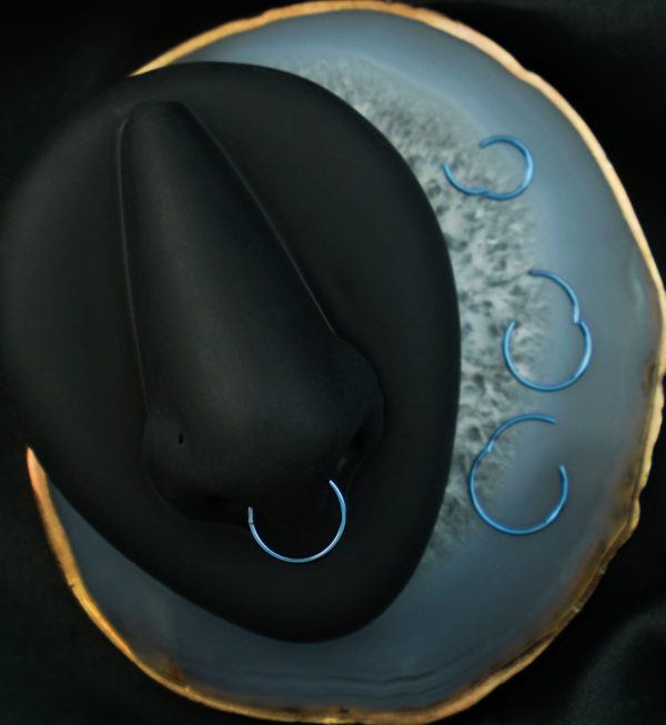 Blue Anodized Titanium Hinged Segment Hoop Ring Hot on Sale - Image 3