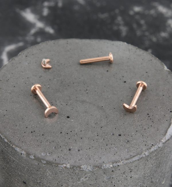 Rose Gold PVD Half Moon Internally Threaded Titanium Labret Online Hot Sale - Image 2