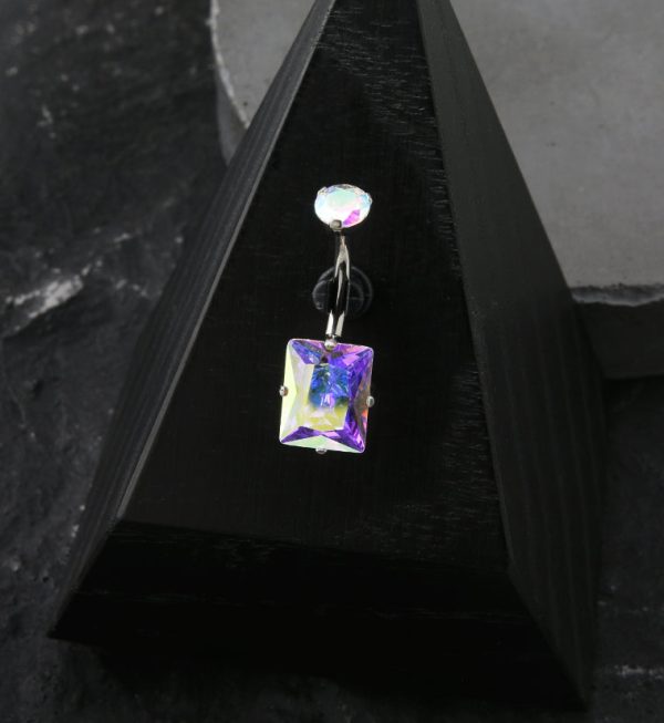 Emerald Rainbow Aurora CZ Internally Threaded Belly Button Ring Online Hot Sale - Image 2