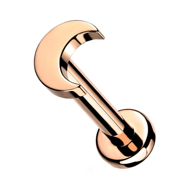 Rose Gold PVD Half Moon Internally Threaded Titanium Labret Online Hot Sale