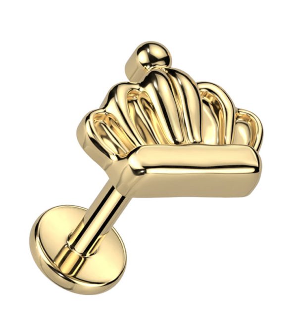 Gold PVD Crown Titanium Internally Threaded Labret For Cheap