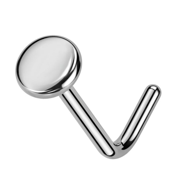 Flat Disk Top L Bend Titanium Nose Ring For Discount