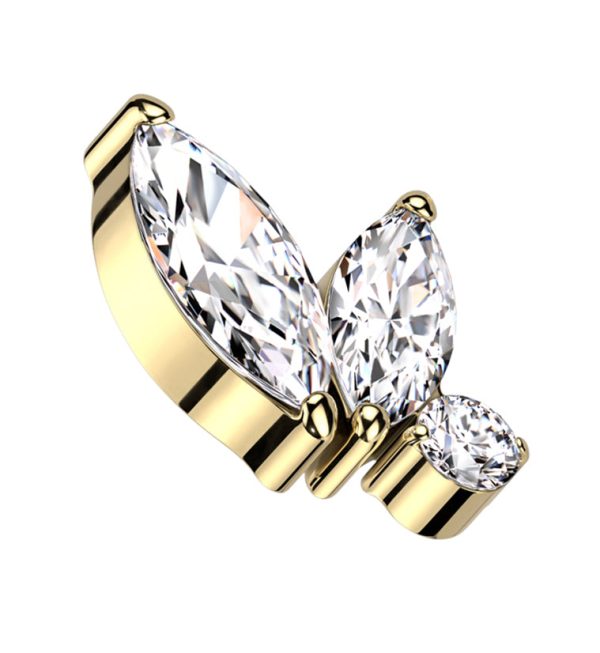 Gold PVD Coterie Clear CZ Internally Threaded Titanium Top Fashion
