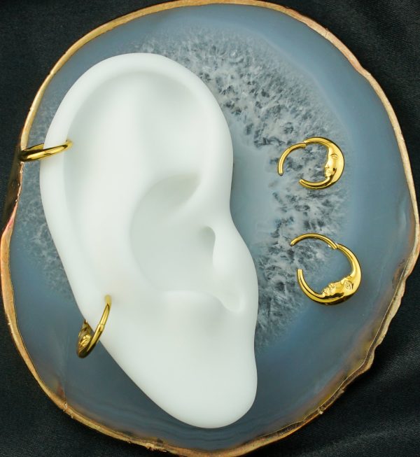 Gold PVD Moon Face Crescent Stainless Steel Hinged Segment Ring Online Hot Sale - Image 2