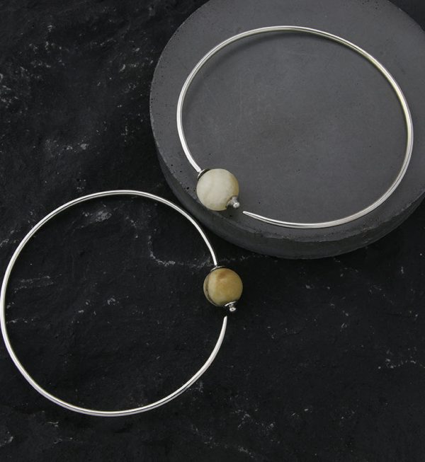 Grade B Amazonite Stone Orb White Brass Hangers   Plug Hoops Cheap