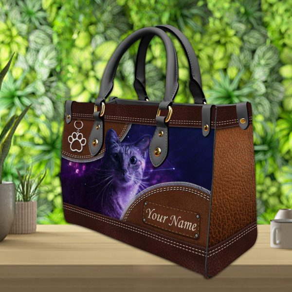 Personalized Cat Leather Handbag, Personalized Gift for Cat Lovers, Cat Mom, Cat Dad - LD292PS06 Hot on Sale